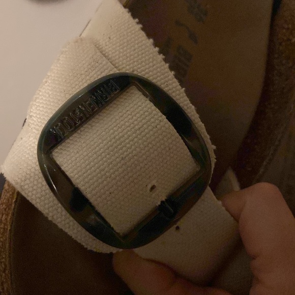 BIRKENSTOCK 36 Madrid vegan canvas eggshell tortoise shell big buckle - Picture 4 of 5